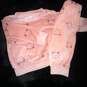 EXTREMELY SOFT Pink Bear Print matching Set (6m)